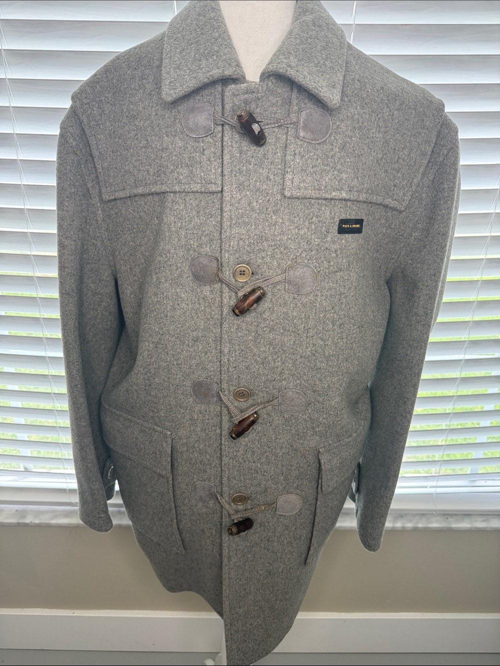 Paul & Shark Gray Wool Toggle Pea Coat